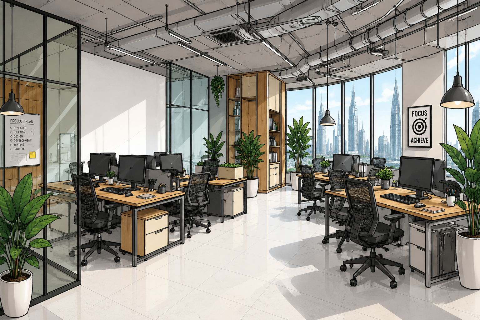 Completed office fit-out interior in Dubai